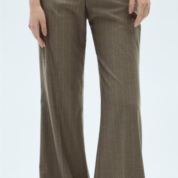 Mango Brown Pinstripe Pants - Picture 1 of 3